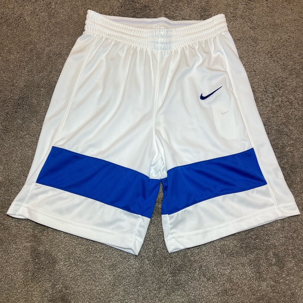 Nike White and Blue Athletic Shorts Lightweight Mesh